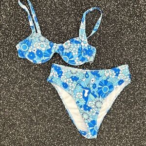 Floral Blue Bikini Set